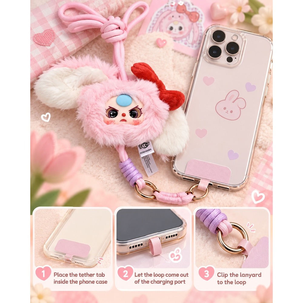 Cureplaneta Baby Three Plush Pink Bunny Blind Box Confirmed Phone Strap
